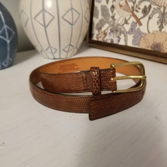 Brighton Lizard Leather Brown Belt, Size 34, Unisex, Reptile, Dress Belt - Picture 4 of 13